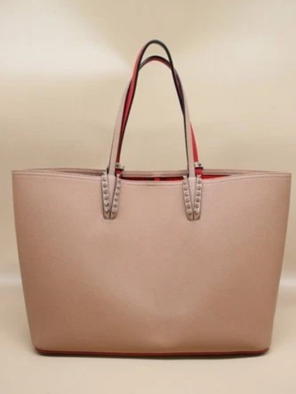 Christian Louboutin Spike Empire Spikes East West Cabata Tote - Beige